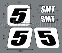 5X Racing - 5X Racing Motocross Style Racecar Number Plate Set